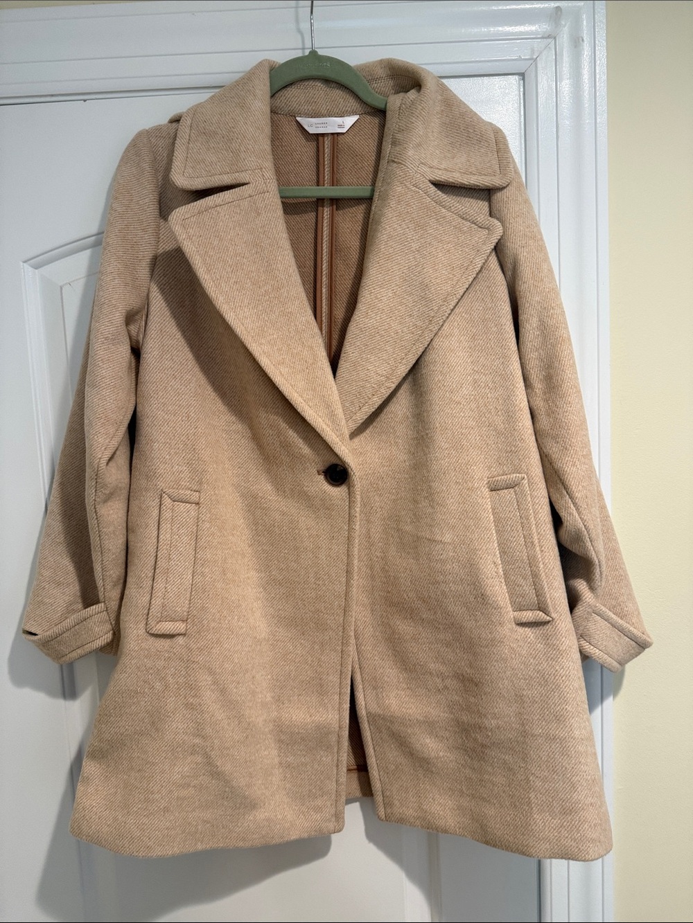 LC Lauren Conrad Beige Single-Button Pea Coat